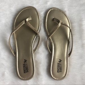 Gold Shimmer Flip Flops